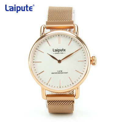 Rose Gold Stainless Steel Quartz Wrist Watch Laipute Opaque