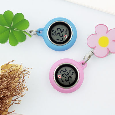 Multipattern Nurses Clip On Fob Watch , 9H Glass Electronic Fob Watch