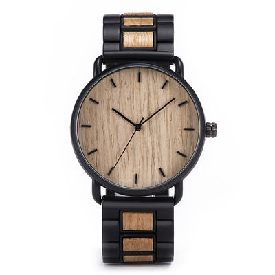 Wooden Band Quartz Battery Wristwatches Harlex Mirror Material 113g