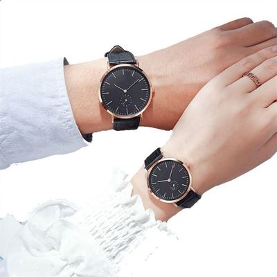 Leather Couple Quartz Watch Rectangular Analog Dial Wearproof