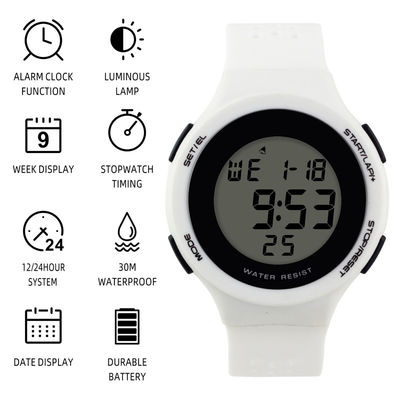 Colorful LCD Digital Hand Watch With Original Silicone Rubber Strap