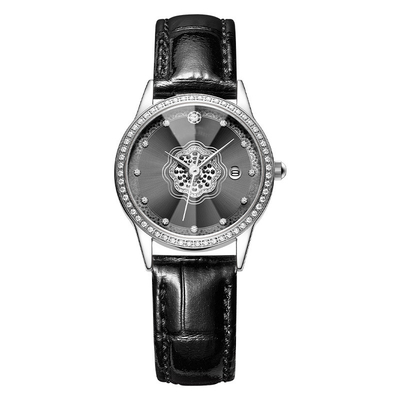 Ladies Diamond Studded Watches Leather Quartz Movement Diamond Encrusted Watch