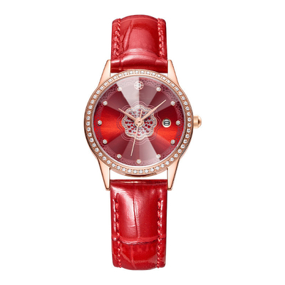 Ladies Diamond Studded Watches Leather Quartz Movement Diamond Encrusted Watch