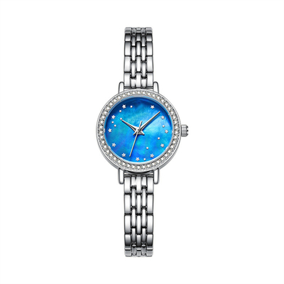Metal Mother Of Pearl Dial Watches Coated Glass Mirror Women'S Diamond Bracelet Watches