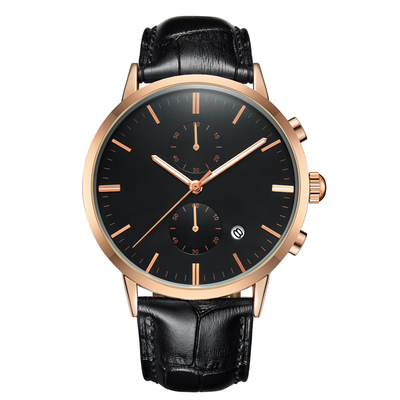 Mens Chronograph Calendar Watch Casual Quartz PE90 Movement Black Digital Sports Watch