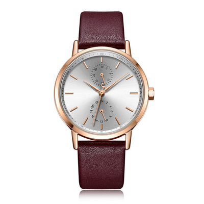 Small Dial Womens Casual Leather Watch Pin Buckle Tempered Glass Waterproof