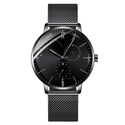 Casual Men'S Luxury Stainless Steel Watches Jewelry Buckle Mineral Tempered Glass Mirror