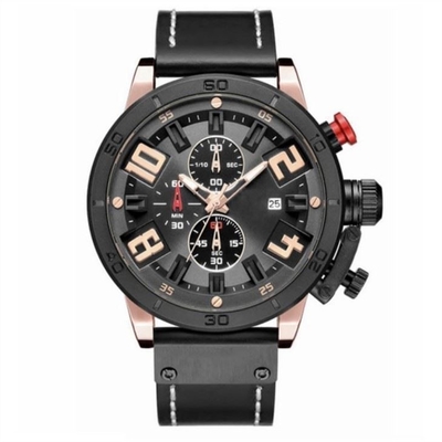 Mens Leather Strap Versatile Watches Pin Buckle Alloy Case Chronos Sport Watch