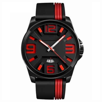 Casual Large Dial Mens Wrist Watches Quartz Movement Zinc Alloy Silicone Strap