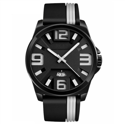 Casual Large Dial Mens Wrist Watches Quartz Movement Zinc Alloy Silicone Strap