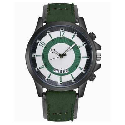 Quartz Movement Large Dial Mens Wrist Watches Black Casual Watches Leather Straps 23cm