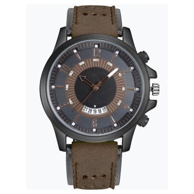 Quartz Movement Large Dial Mens Wrist Watches Black Casual Watches Leather Straps 23cm