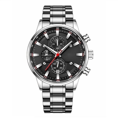Sapphire Glass Mirror Men'S Multifunction Watches 30m Waterproof Steel Band Men Watch