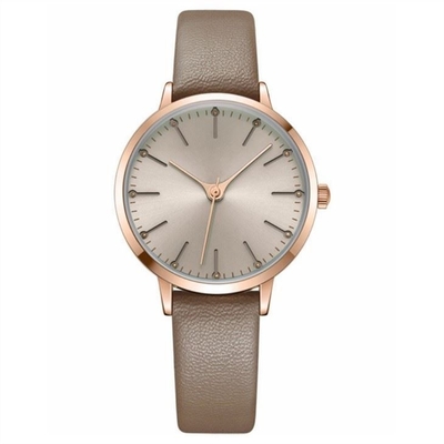 Leather Strap Women Quartz Wrist Watch 14mm Luxury Alloy Microfiber Surface
