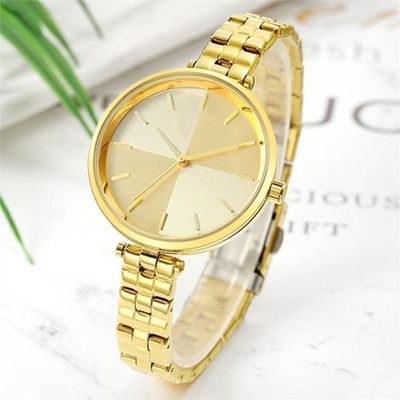 Women'S Stainless Steel Waterproof Watch Quartz Movement Plexiglass Mirror
