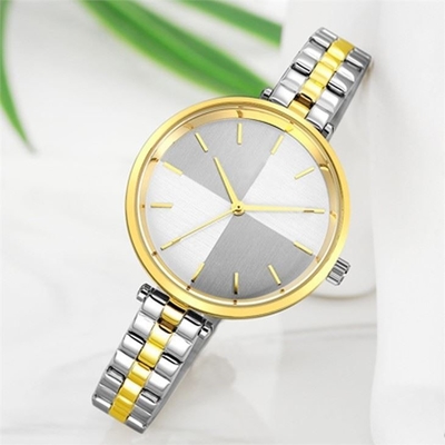 Women'S Stainless Steel Waterproof Watch Quartz Movement Plexiglass Mirror