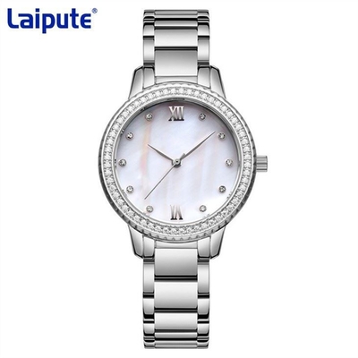 Turtle Back Buckle Stainless Steel Bracelet Watch Quartz Movement Women'S Diamond Watch