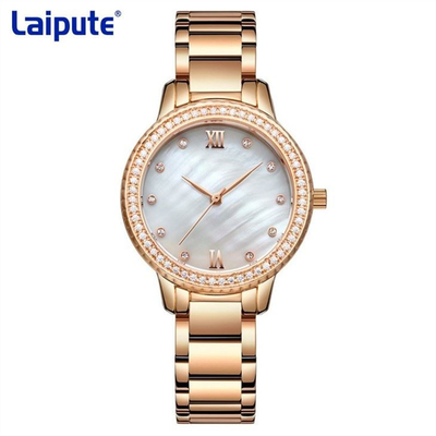 Turtle Back Buckle Stainless Steel Bracelet Watch Quartz Movement Women'S Diamond Watch