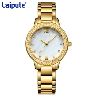Turtle Back Buckle Stainless Steel Bracelet Watch Quartz Movement Women'S Diamond Watch