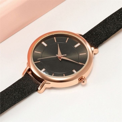 Alloy Case Women Quartz Wrist Watch Elegant Screw Crown Leather Women'S Watch