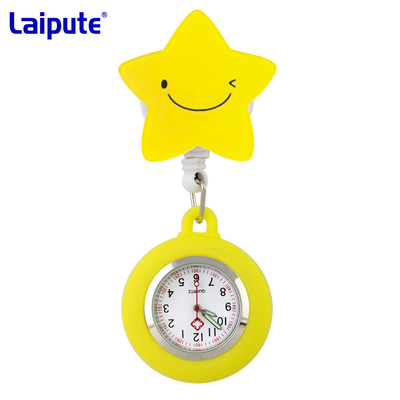 Silicone Strap 41mm Nurses Clip On Fob Watch Waterproof Retractable Nurse Watch