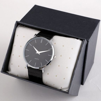 Leather Strap Mens Digital Watch Alloy Case Glass Mirror 30m Waterproof