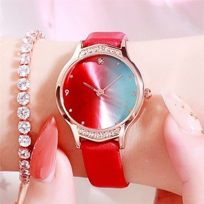 Laipute Women'S Luxury Diamond Watches PU Strap Hardened Glass Diamond Bezel Watch