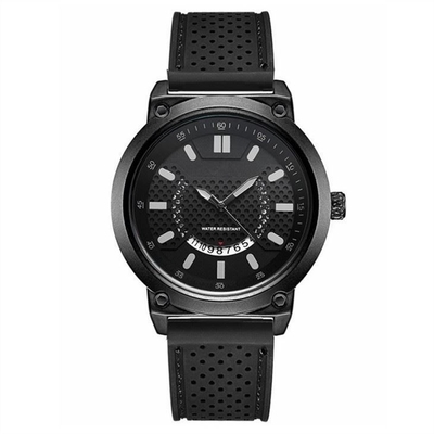 Square Buckle Silicone Analog Watch Day Date Perpetual Calendar Watch