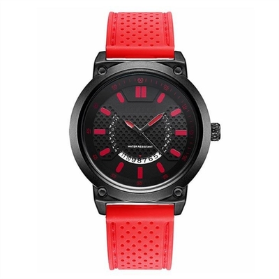 Square Buckle Silicone Analog Watch Day Date Perpetual Calendar Watch