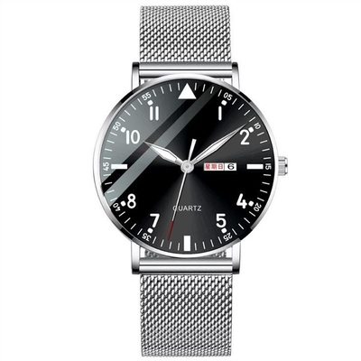 Round Dial Simple Stylish Men'S Watches Stainless Steel Classic Simple Watches