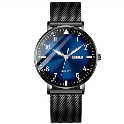 Round Dial Simple Stylish Men'S Watches Stainless Steel Classic Simple Watches