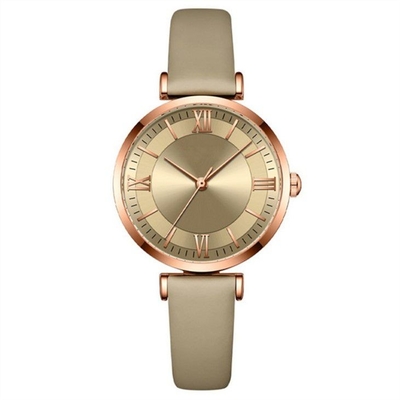 Leather Vintage Ladies Luxury Watches Sun Pattern Gold Bar Scale Quartz Movement