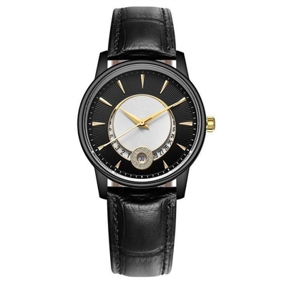 Quartz Movement Women'S Leather Wrist Watch Pointer Display Print LOGO With Calendar