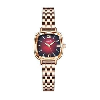 Square Women'S Stainless Steel Bracelet Watch Double Press Butterfly Clasp Sunburst Dial