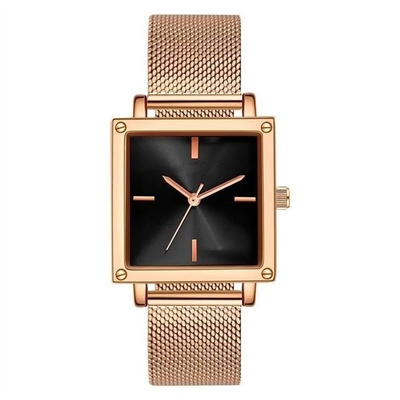 Leather / Mesh Strap Women Quartz Wrist Watch 30M Life Waterproof Square Non Scale Dial