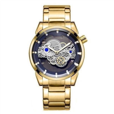 Stainless Steel Hollow Skeleton Watch Luxury Automatic Watches For Men