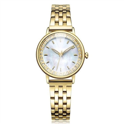 Waterproof Women'S Gold And Diamond Watches Quartz Movement Ladies Dress Watches