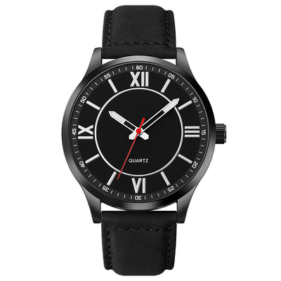 Fashion Custom Business Black Leather Quartz Watch For Men Waterproof