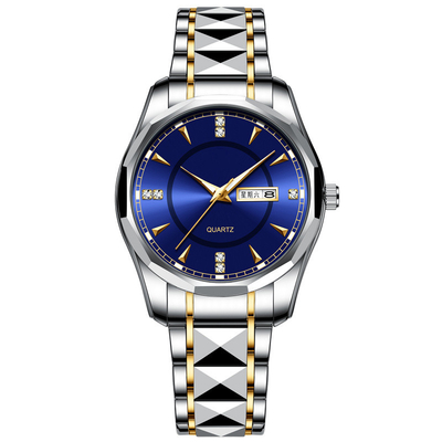 Tungsten Steel Calendar Quartz Watch Waterproof Men'S Wrist Watches