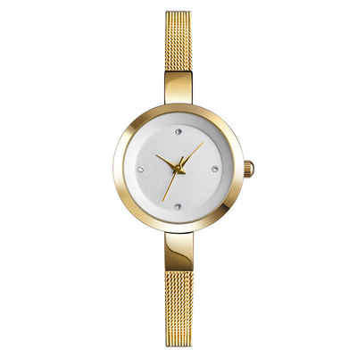 Waterproof Women'S Stainless Steel Bracelet Watch Mineral Reinforced Glass Dial Window
