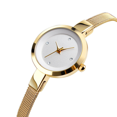 Waterproof Women'S Stainless Steel Bracelet Watch Mineral Reinforced Glass Dial Window