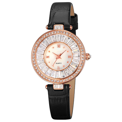 Round Case Casual Luxury Watch Quartz Leather Watch Waterproof For Lady