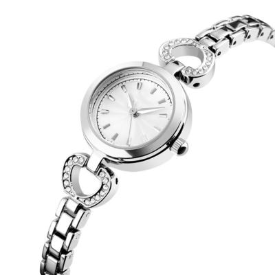 Fine Grinding Stainless Steel Quartz Wrist Watch Diamond Encrusted Dial