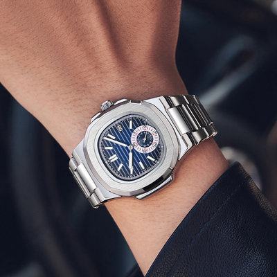 23mm Stainless Steel Quartz Wrist Watch 3ATM Water Resistance Time Display