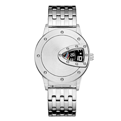 Functional Stainless Steel Timepiece with Quartz Movement and Time Display