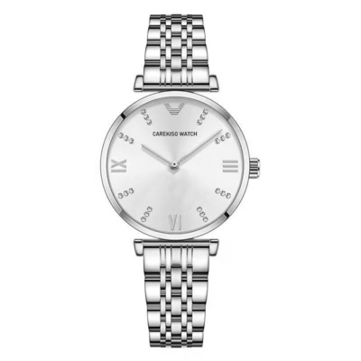 Womens Stainless Steel Quartz Wrist Watch with Time Display Function