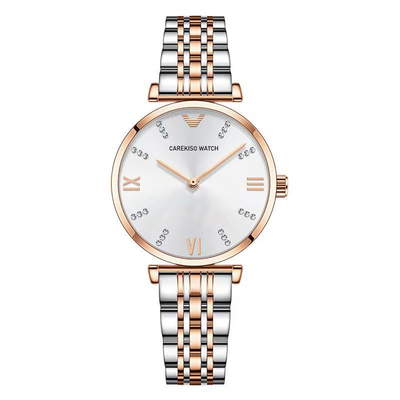 Womens Stainless Steel Quartz Wrist Watch with Time Display Function