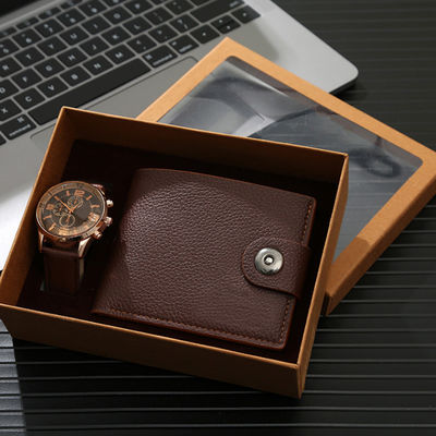 OEM Wallet And Watch Set For Him Alloy And Leather Material Multiapplication