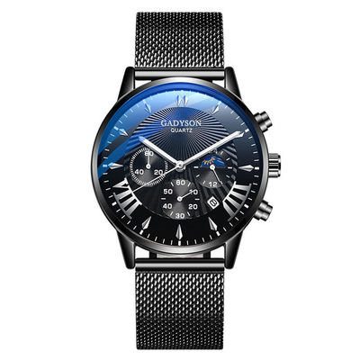 Factory Customized Alloy Band Fake Three Eye Calendar Big Dial Men Watch