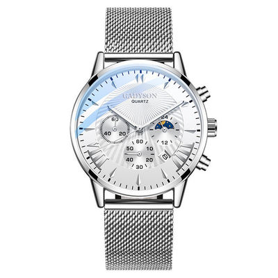 Factory Customized Alloy Band Fake Three Eye Calendar Big Dial Men Watch